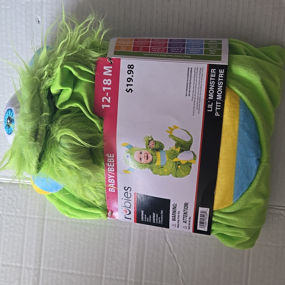 Rubie's Green LIL' Monster Baby Costume 12-18 M